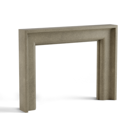 monolyth craft and design cast stone fireplace mantel geosimplicitystyle and granular veil speckled textured gray  color standard size 