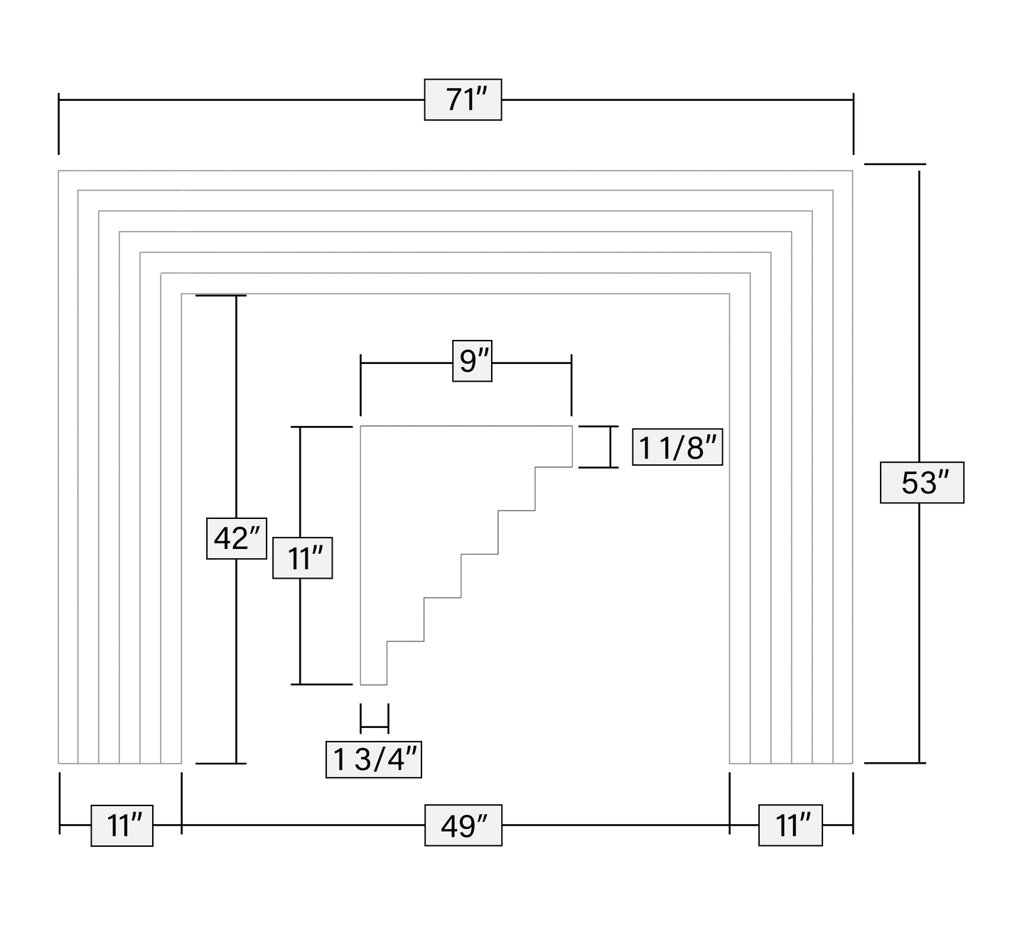 LINEAR ECHO: Nero Black Fireplace Suite (Standard Size | GFRC Stone)