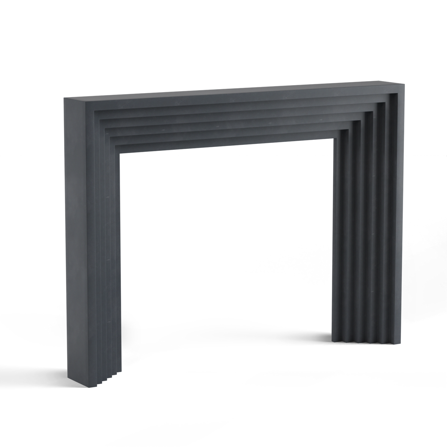 monolyth craft and design cast stone fireplace mantel linear echostyle and galactic void deep dark black color standard size 