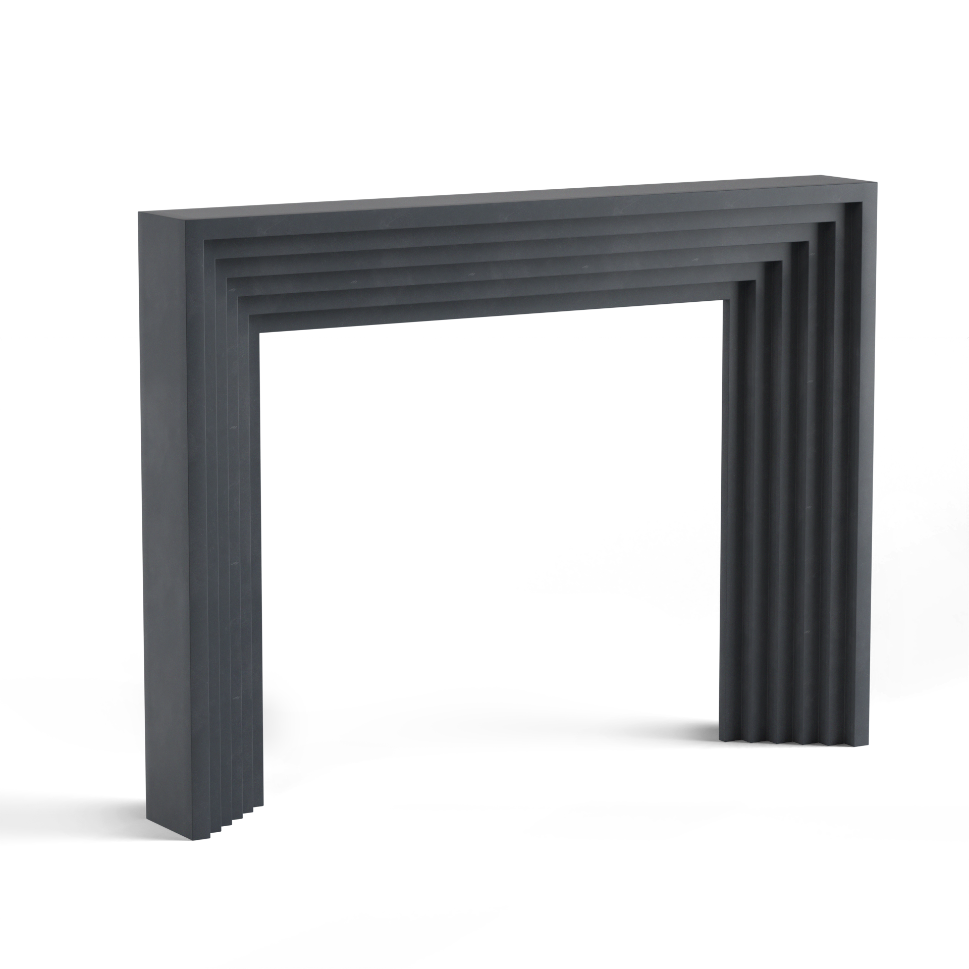 monolyth craft and design cast stone fireplace mantel linear echostyle and galactic void deep dark black color standard size 