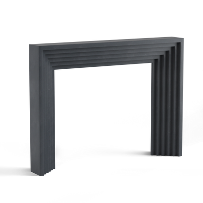 monolyth craft and design cast stone fireplace mantel linear echostyle and galactic void deep dark black color standard size 