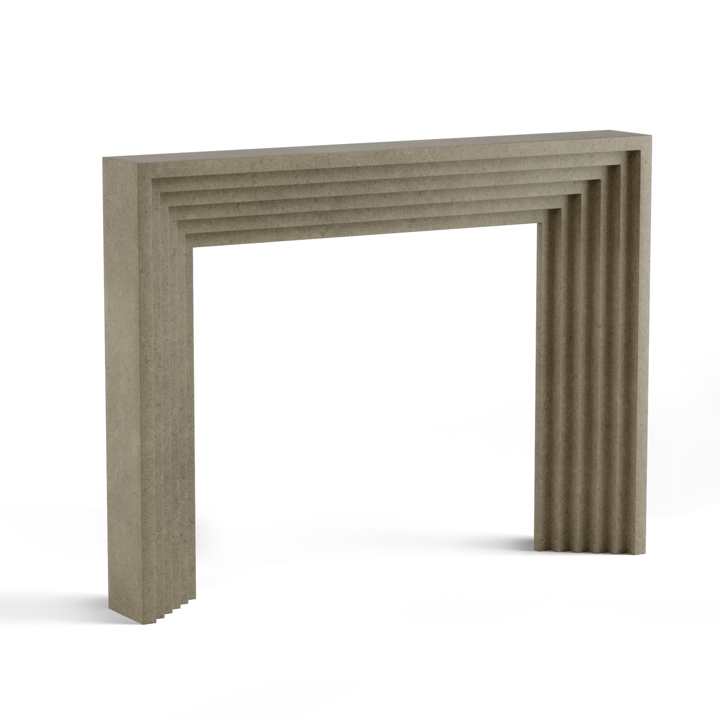 monolyth craft and design cast stone fireplace mantel linear echostyle and granular veil speckled textured gray  color standard size 