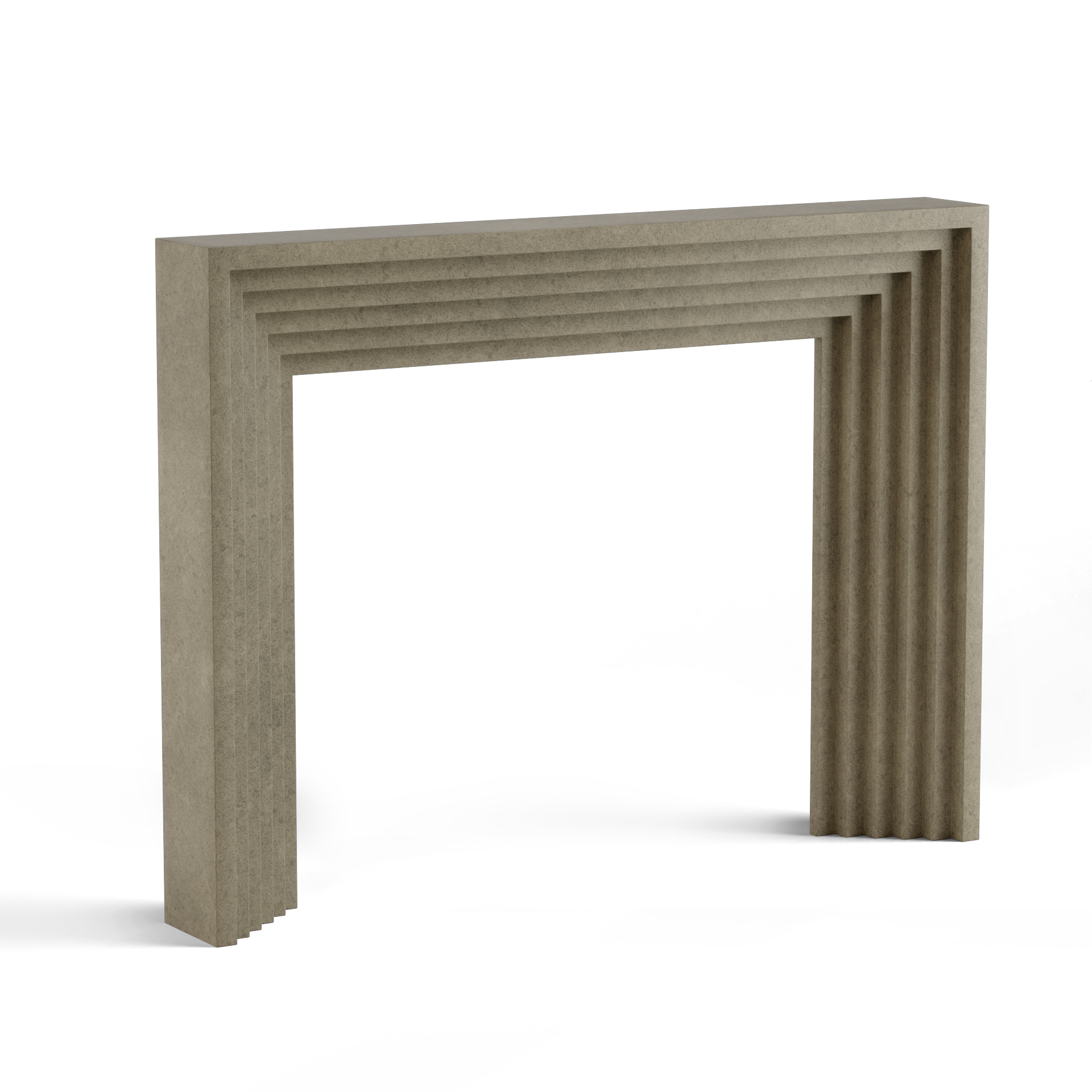 monolyth craft and design cast stone fireplace mantel linear echostyle and granular veil speckled textured gray  color standard size 