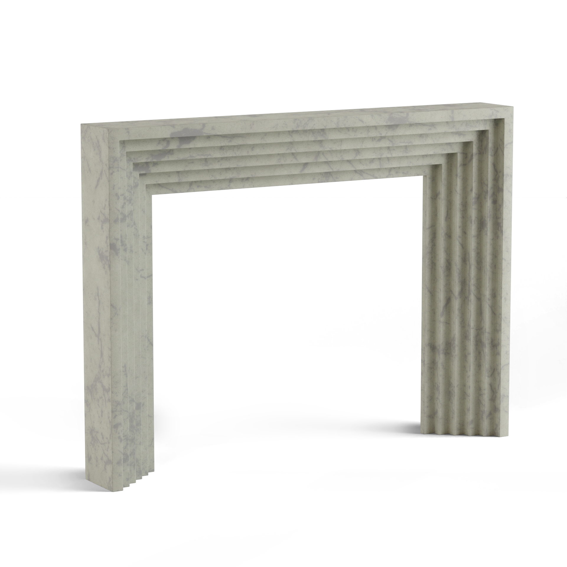 monolyth craft and design cast stone fireplace mantel linear echostyle and marbled mist white with grayish marbling effects color standard size 