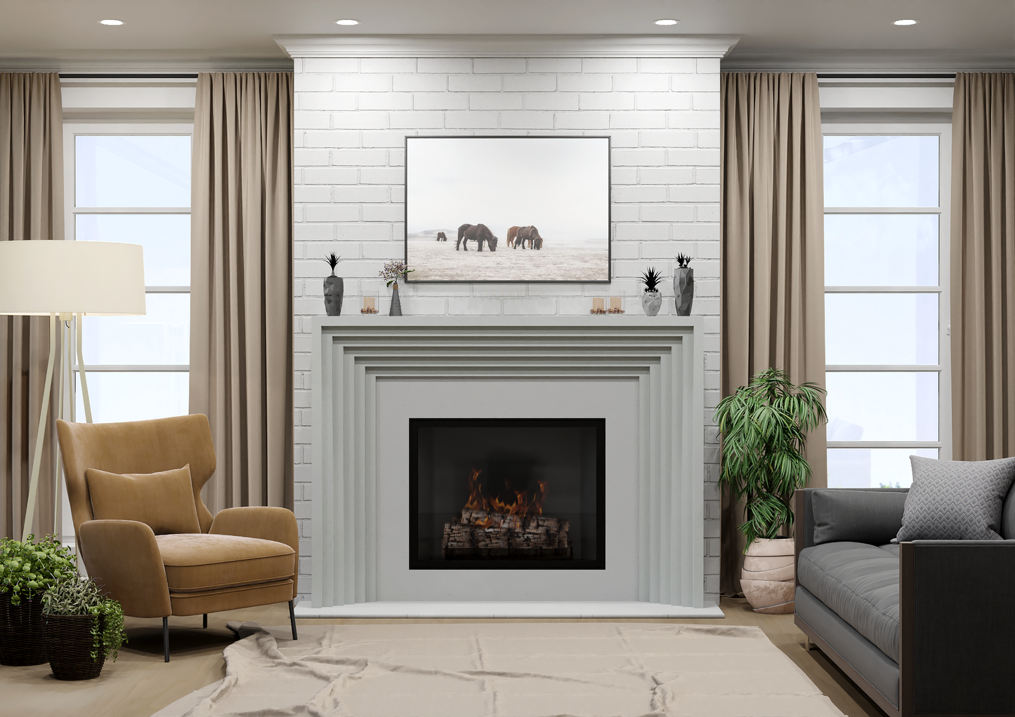 monolyth craft and design cast stone fireplace mantel linear echo style and moonlit silk bright silky white color standard size interior straight