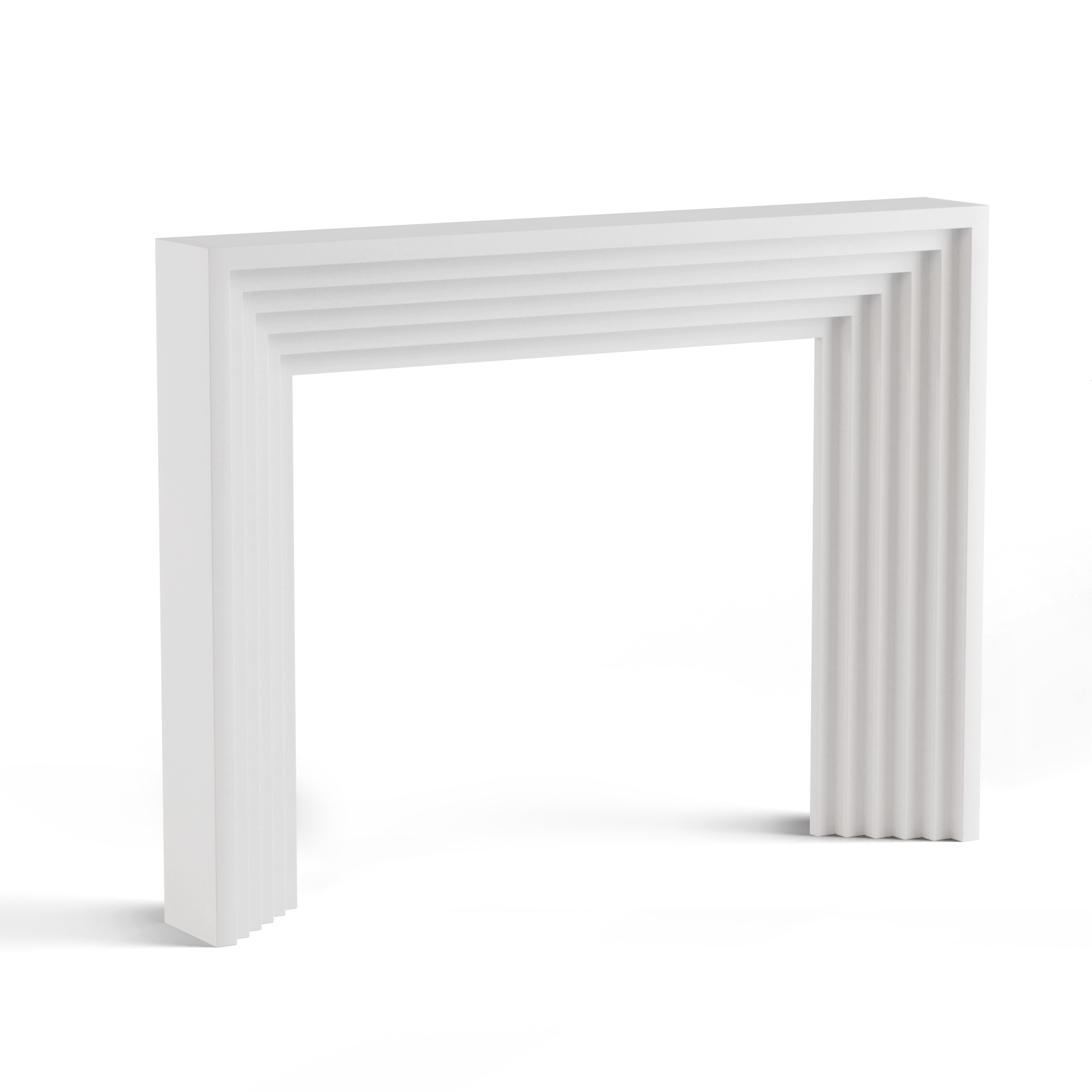 monolyth craft and design cast stone fireplace mantel linear echostyle and white crisp pure white color standard size 