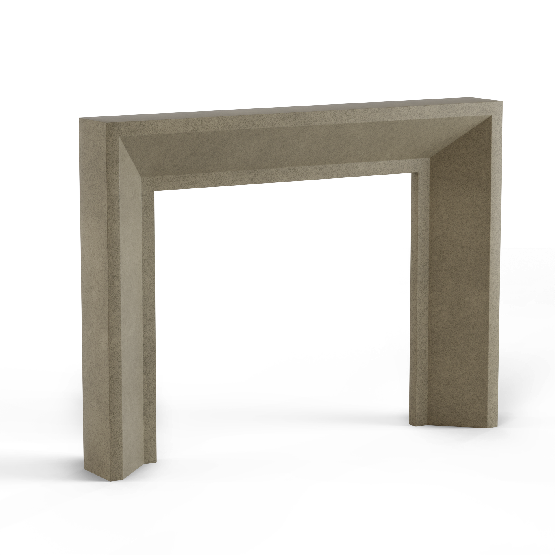 monolyth craft and design cast stone fireplace mantel sleek horizonstyle and granular veil speckled textured gray  color standard size 