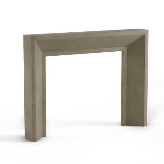 monolyth craft and design cast stone fireplace mantel sleek horizonstyle and granular veil speckled textured gray  color standard size 