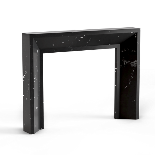 monolyth craft and design cast stone fireplace mantel sleek horizonstyle and nero black stark marbled black color standard size 