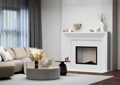 monolyth craft and design cast stone fireplace mantel sleek horizon style and white crisp pure white color standard size interior side